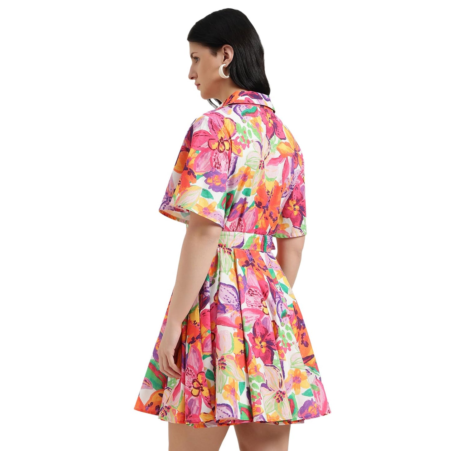 United Colors of Benetton Regular Fit Spread Collar Floral Dress (Size : 2XL) - 26P4WVNDR325I901 Multicolour