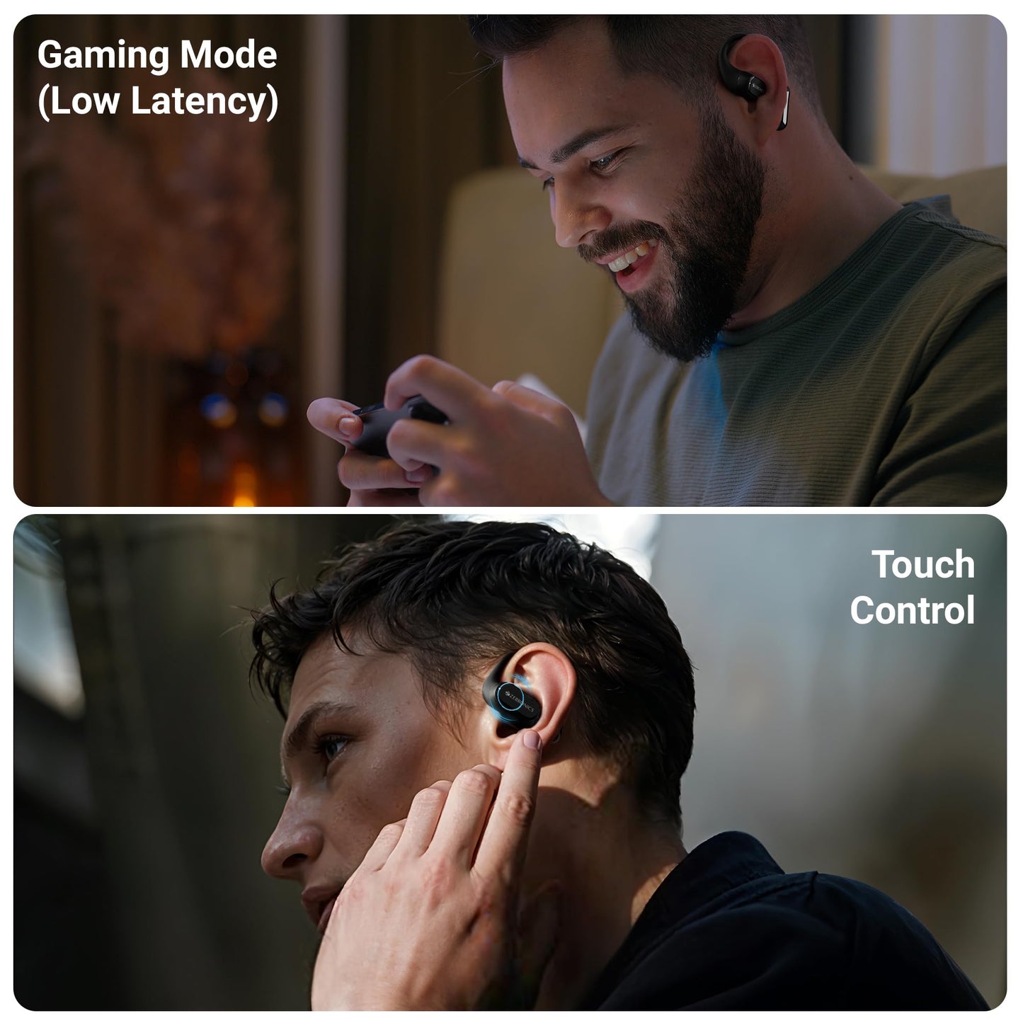 ZEBRONICS PODS O, Wireless Open-Ear Earbuds, OWS, 40 Hrs Backup, Neodymium Drivers, Ultra Comfort Fit, Quad MIC ENC, Rapid Charging, Bluetooth, Dual Pairing, Flash Connect, Low Latency Gaming (Black)