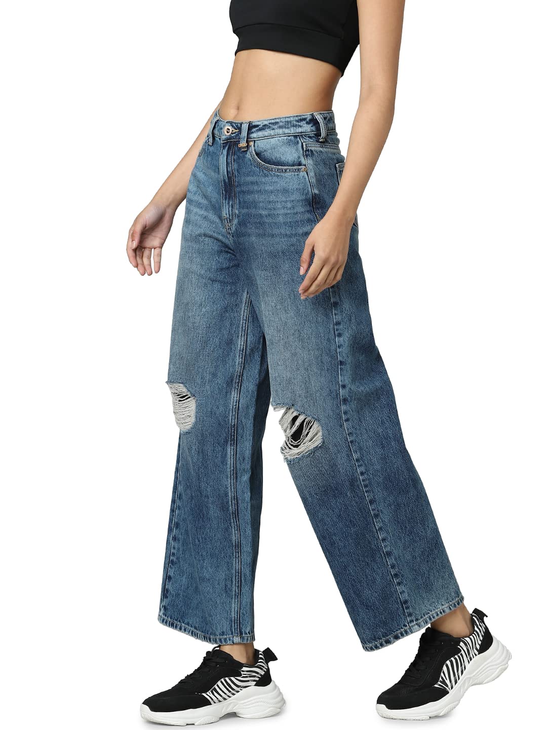 Only Women's Loose Jeans (242288501-Medium Blue Denim_Medium 29)
