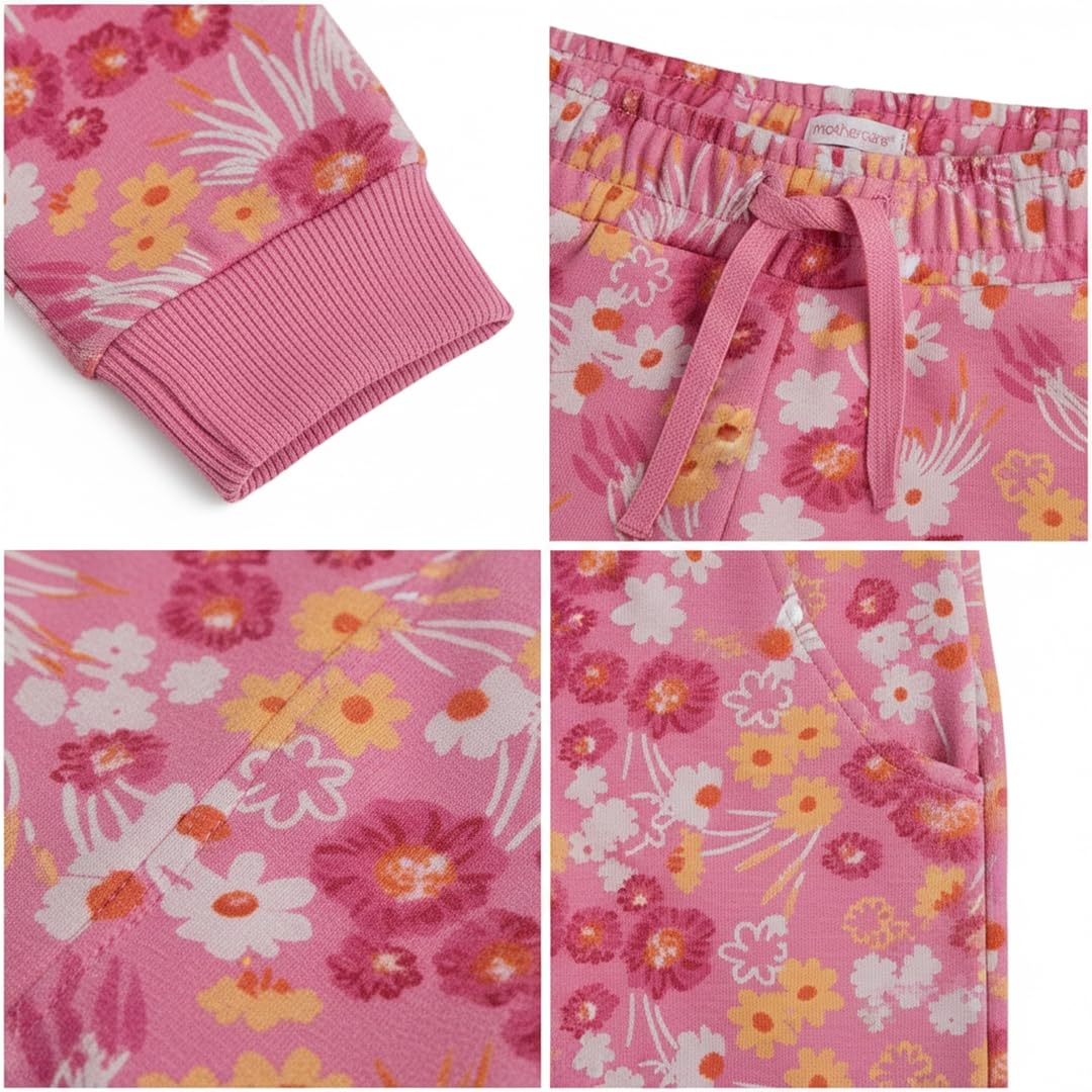 Mothercare Girls Toasted Petals Printed Joggers - Pink