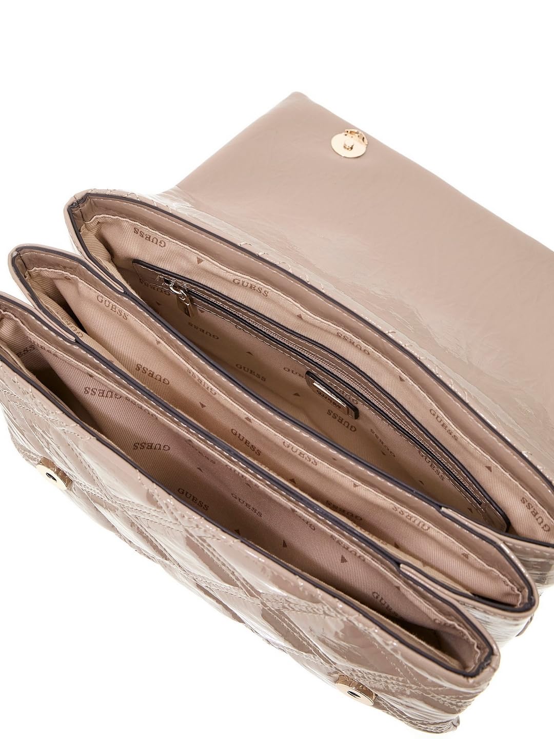 GUESS Women's Beige Quilted Crossbody Bag| Ladies Purse Handbags | Gift For Ladies