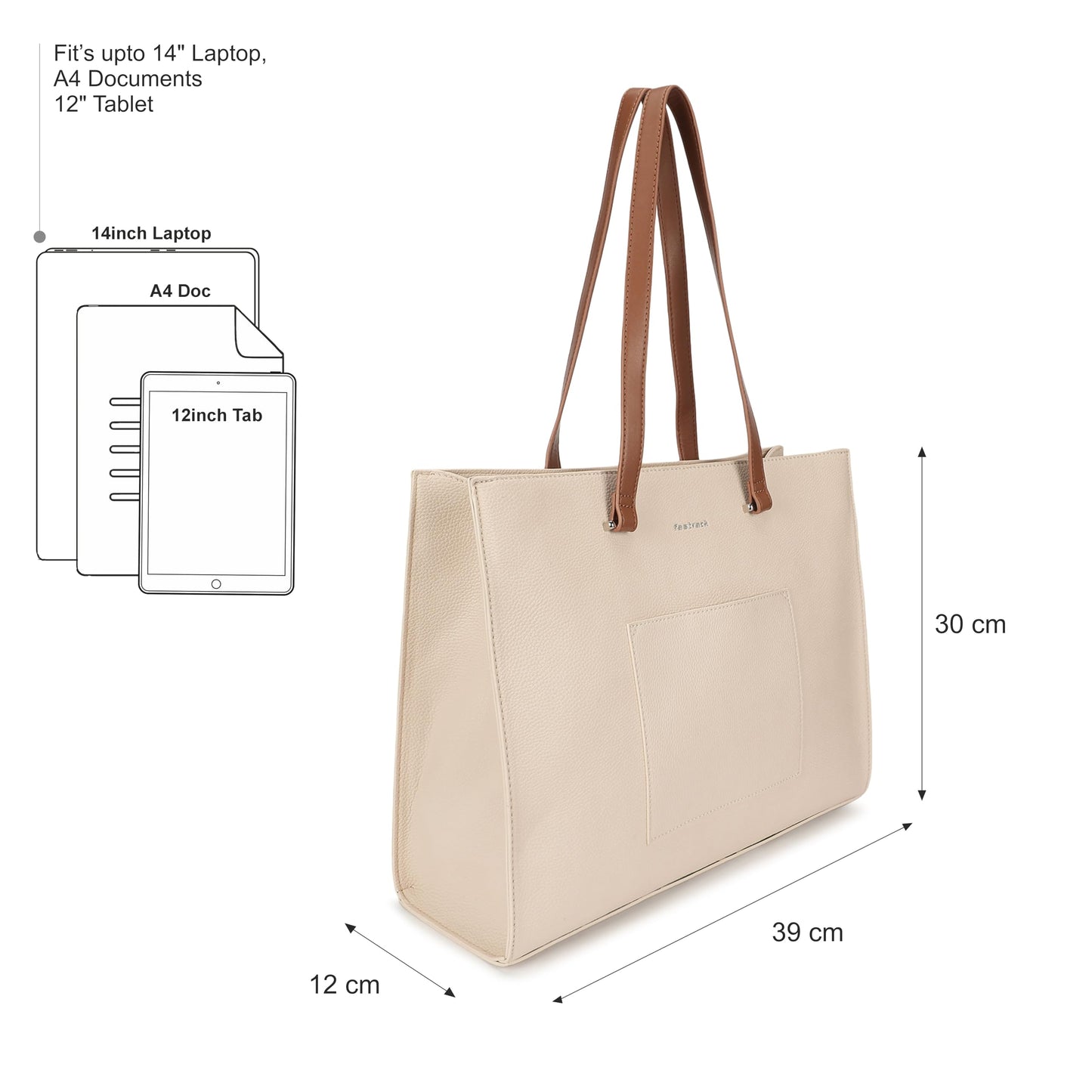 Fastrack CarryAll Laptop Tote | Faux-Leather Women’s Tote Bag | 14'' Laptop Sleeve, Dual Carry Options & Multi-Compartment Design