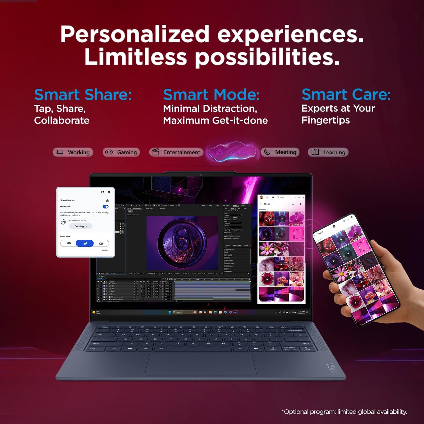 Lenovo Yoga Slim 7 FIFA World Cup 26 Edition Intel Evo Core Ultra 7 355 (32GB RAM/1TB SSD/14 (35.5cm)/2.8K WQXGA+ POLED/Copilot+ PC/Windows 11/MSO 365 Basic+Office24/Cosmic Blue/975g), 83QK007HIN