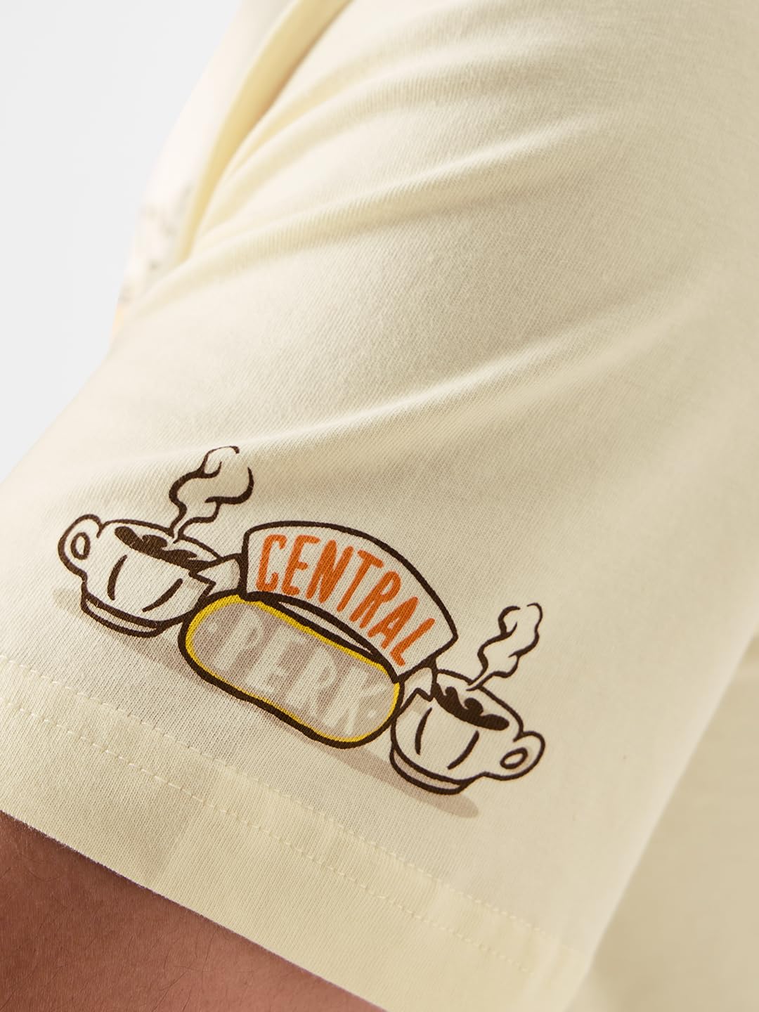 The Souled Store Official F.R.I.E.N.D.S: Chillin' Men and Boys Regular Fit Half Sleeve Graphic Printed Cotton Yellow Color T-Shirt