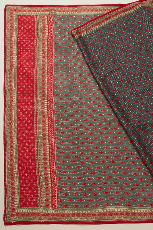 Soch Womens Grey Viscose Blend Floral Print Dupatta with Sequins