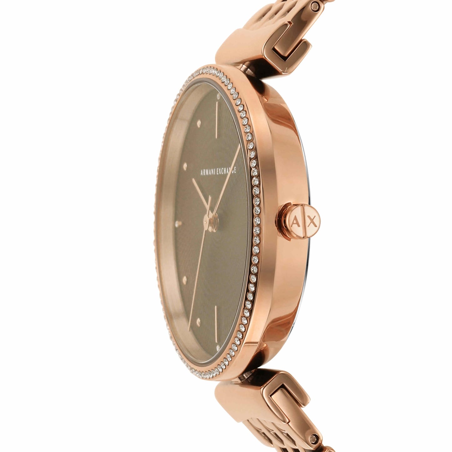 Armani Exchange Stainless Steel Analog Red Dial Women Watch-Ax5912, Rose Gold Band