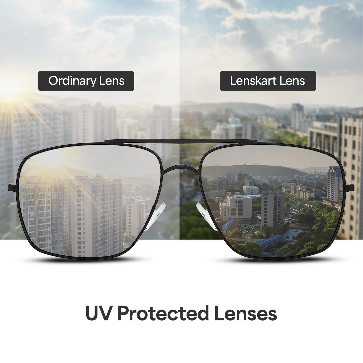 VINCENT CHASE EYEWEAR By Lenskart | Full Rim Square | Polarized and 100% UV Protected Sunglasses | Men & Women | Large | VC S13716 (Color:-Black/Lens Brown)-Pack of 1