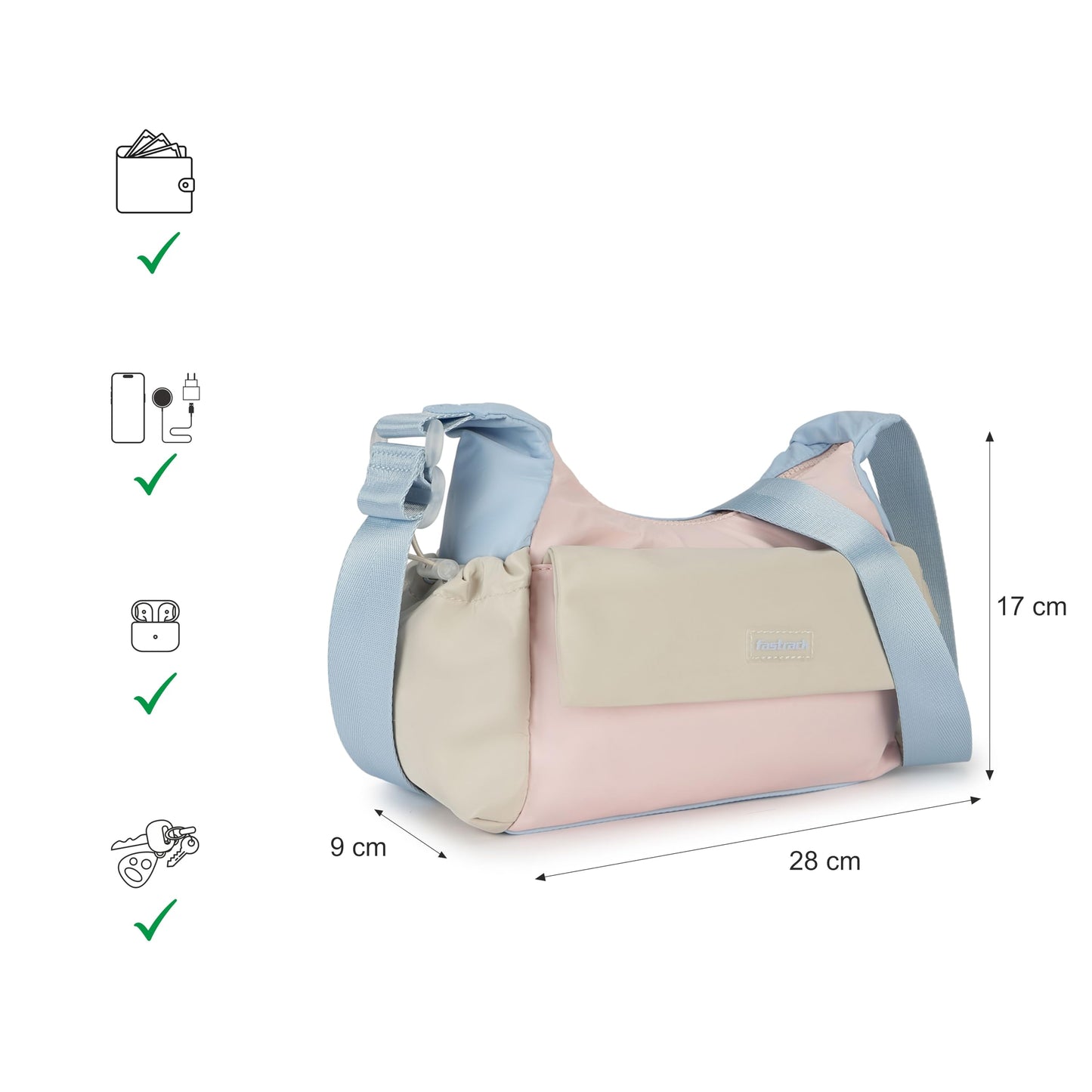 Fastrack Lightweight Nylon Sling Bag for Men and Women | Everyday Crossbody with Adjustable Strap, Zippered Compartments and Quick-Access Pocket | Minimal Urban Sling for City Commutes and Travel