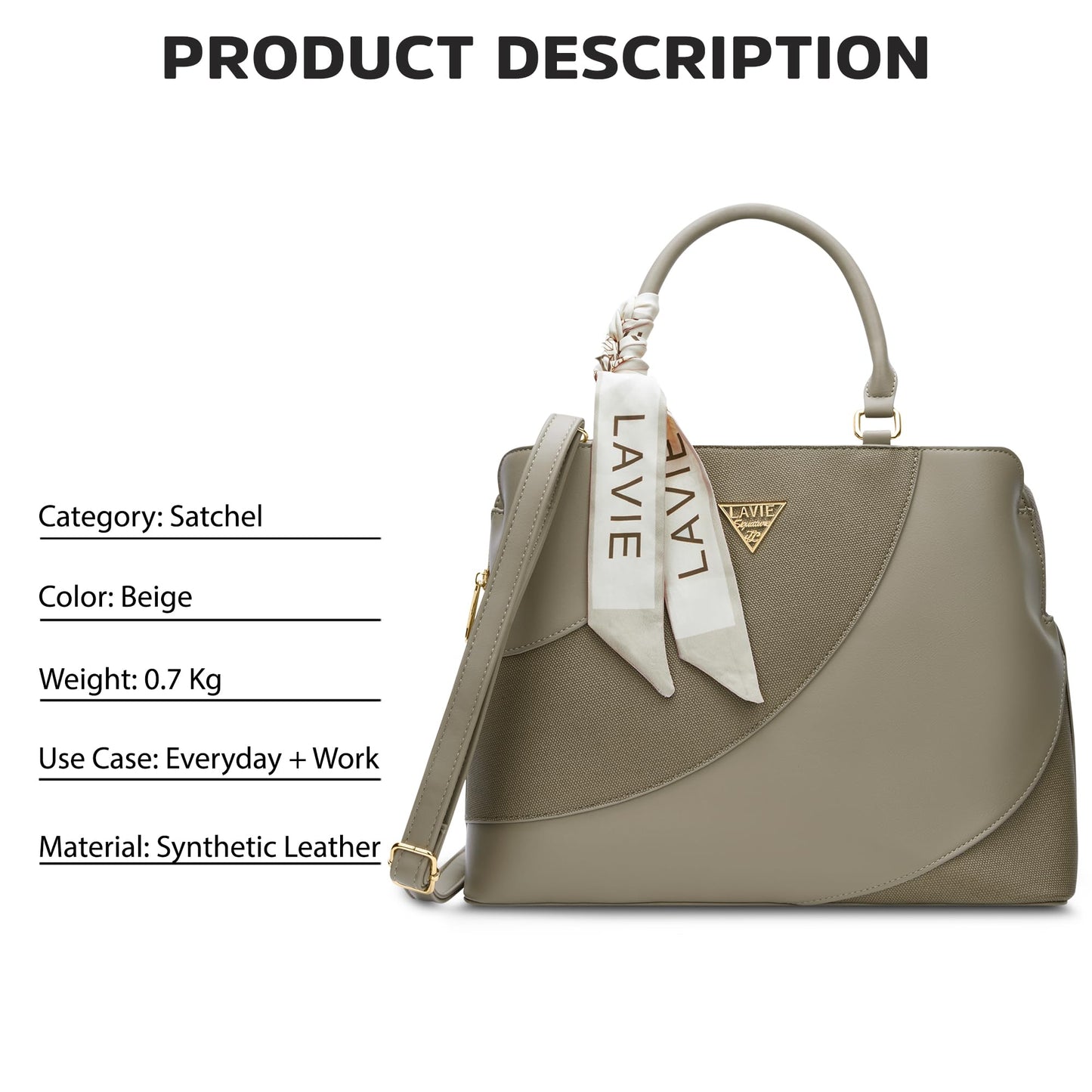 Lavie Signature Women's Omaha 3C Satchel Handbag | Satchel Bag for Work | Ladies Purse | Stylish Shoulder Bag | Gift For Women