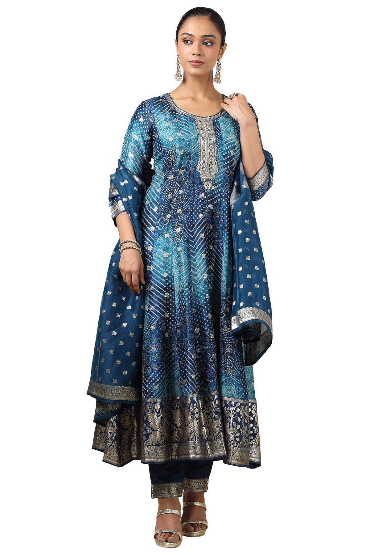Soch Women's Brocade Salwar Suit Set (EWS5CD21722_Blue