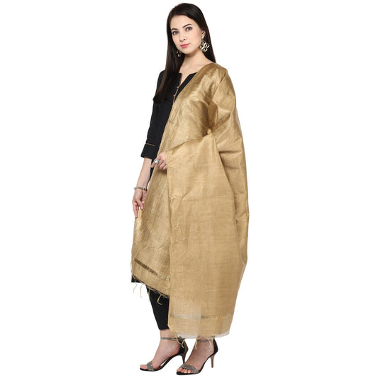 DUPATTA BAZAAR Women's Gold Silk Dupatta