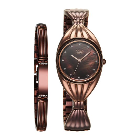 Titan Raga Memoirs Women's Watch – Mother of Pearl Dial | Quartz Analog | Rose Gold Metal Strap | Elegant Ladies Watch | Designer Timepiece for Party, Festive & Office Wear - 95253WM01F