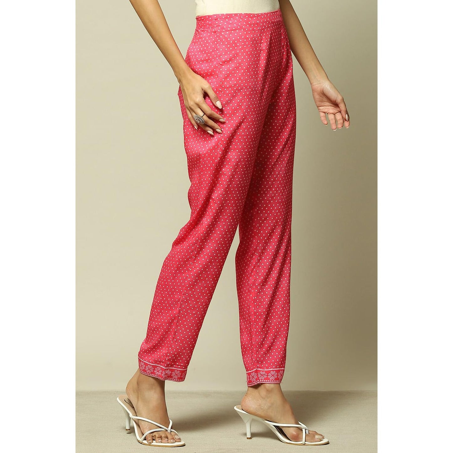 Rangriti Women's Straight Pants (GLBLBNDHN18890AW23PNK_Pink