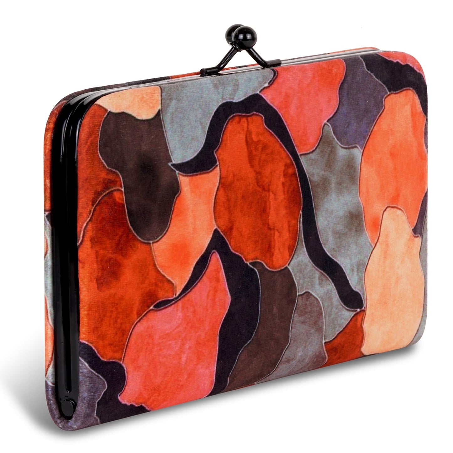 DOSYSO Women Valvet Wallet Stylish Latest Multicolor Printed Mobile Phone Holder Card Slots Magnetic Kiss Lock Zip Pocket Hand Clutch For Daily Use Gift Party Small Purse (Brown)