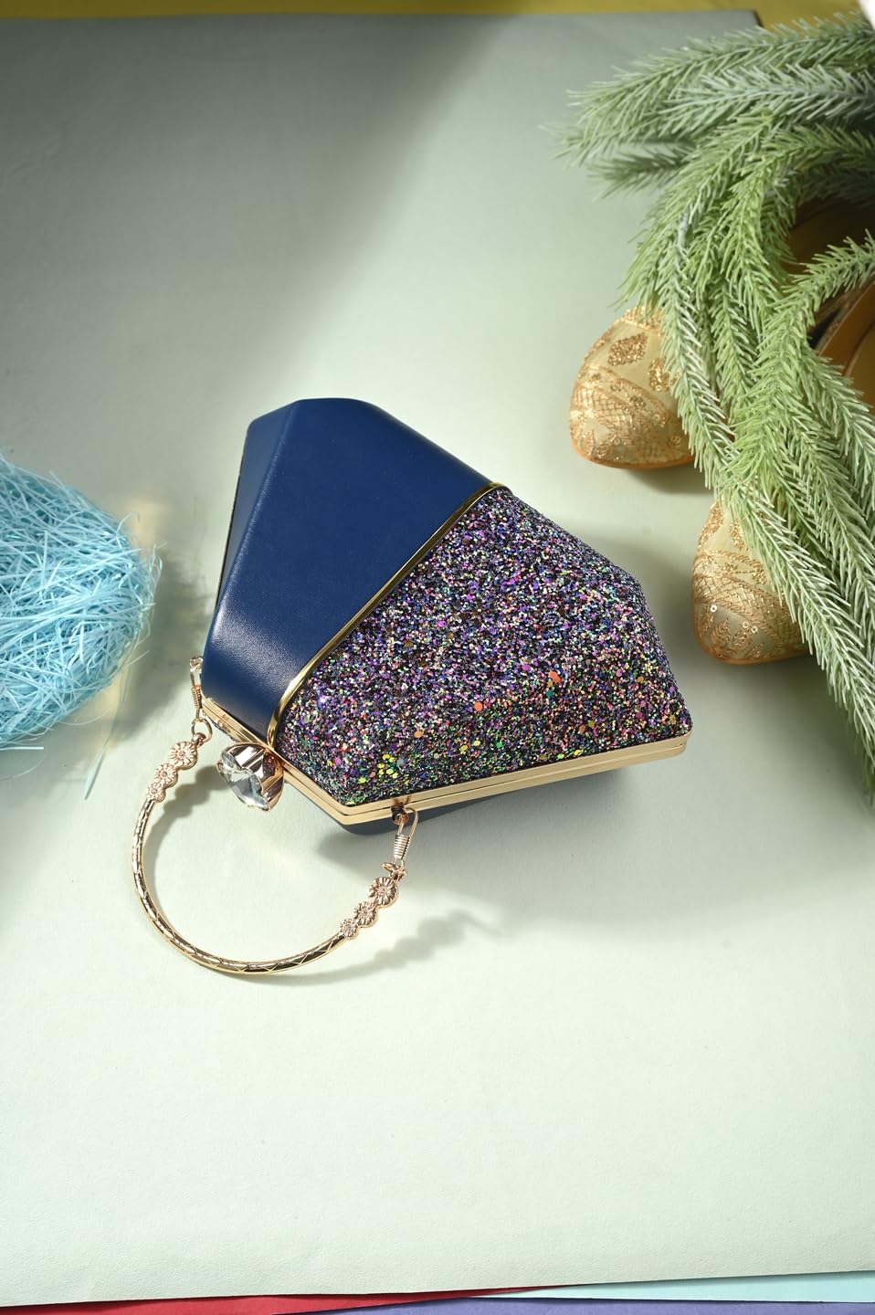 TOOBA Handicraft Hand Embroidered Box Clutch Bag Purse for Bridal, Casual, Wedding Bag for Women & Girls