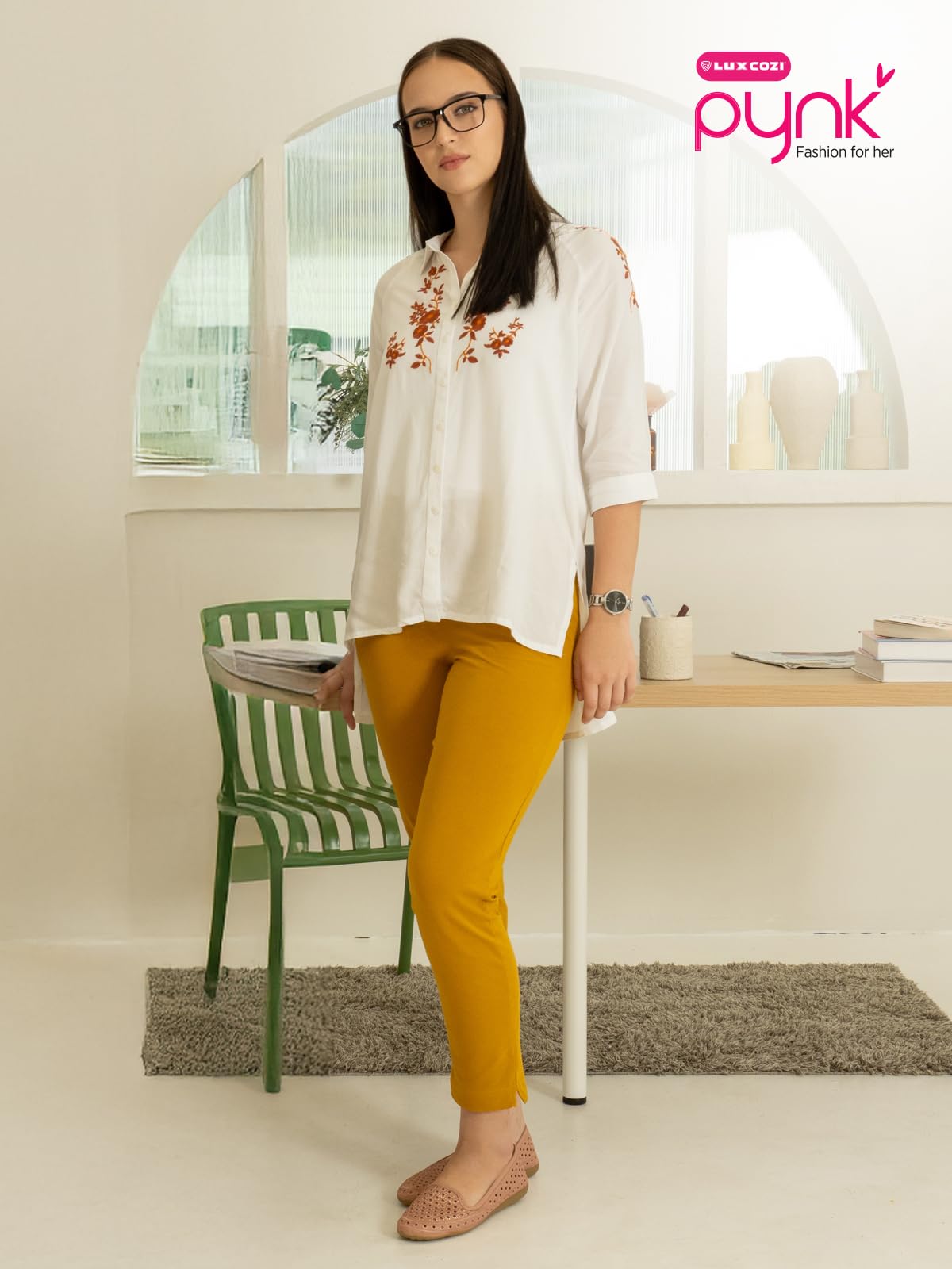 Lux Cozi PYNK Women's Solid Premium Cotton Lycra Kurtipant with Side Pocket_COZI_PYNK_KURTIPANT_79_FS_1PC