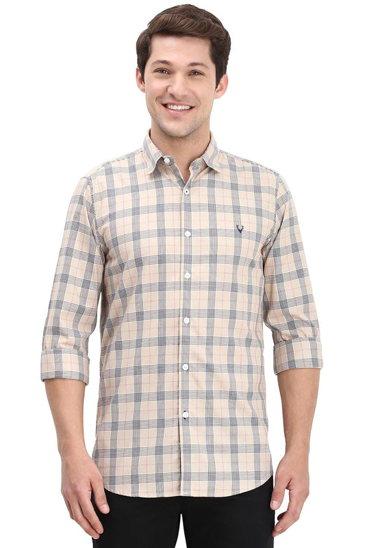 Allen Solly Men's Slim Fit Shirt (ASSFQMOB092111_Beige