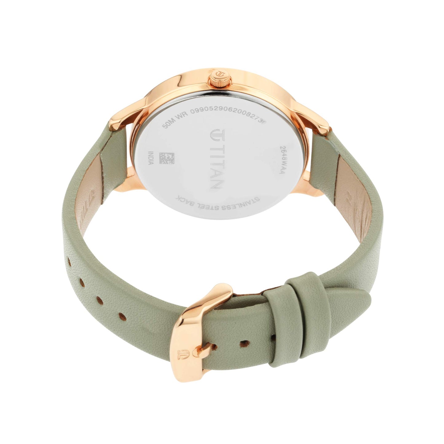 Titan Women's Precision Simplicity Analog Watch: Green Gradient Dial with Leather Strap-NS2648WL01/NT2648WL01