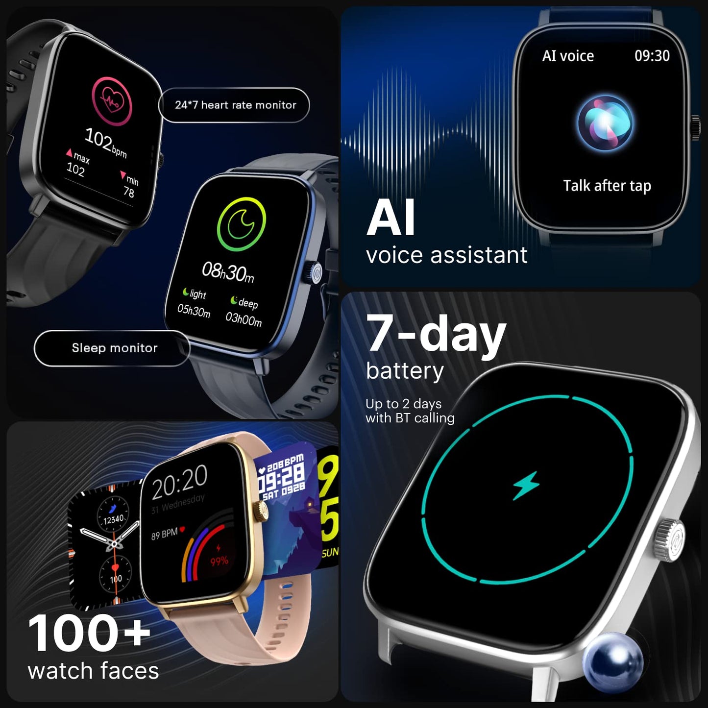 Noise Quad Call 1.81" Display, Bluetooth Calling Smart Watch, AI Voice Assistance, 160+Hrs Battery Life, Metallic Build, in-Built Games, 100 Sports Modes, 100+ Watch Faces (Deep Wine)