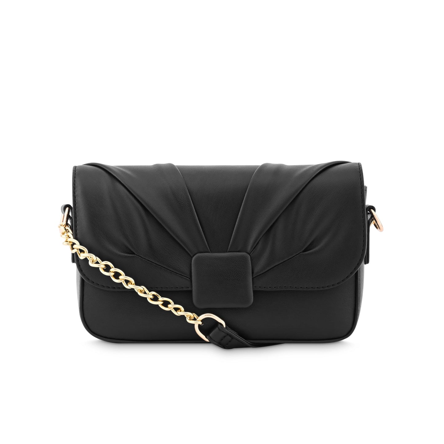 Fastrack Solid PU Zipper Closure Women's Party Sling Bag (Black, SMALL)