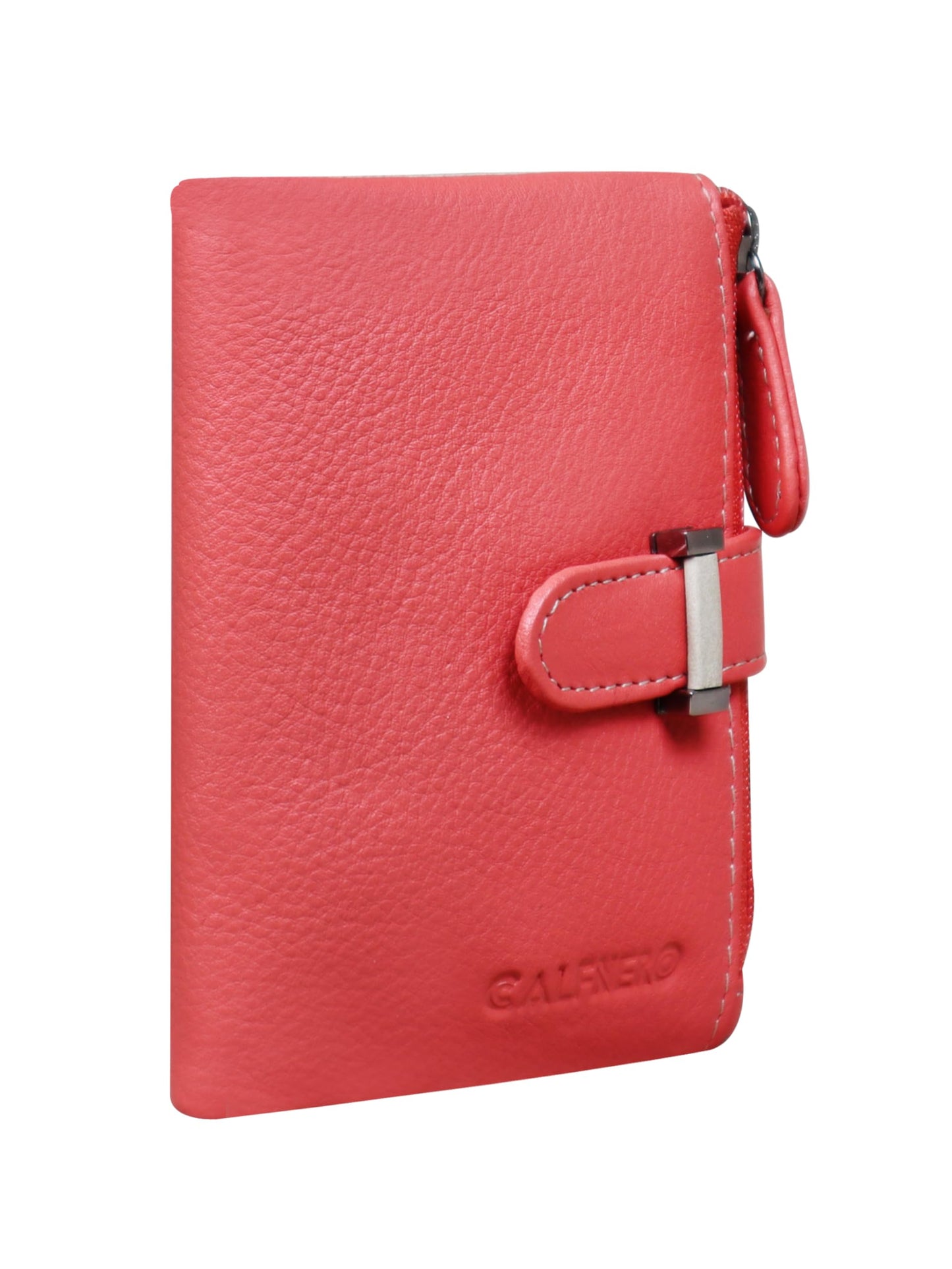 Calfnero Women's Genuine Leather Wallet-Long Purse Wallet with Multiple Card Slots, Zip Pocket and Note Compartment (Rose-Taupe)