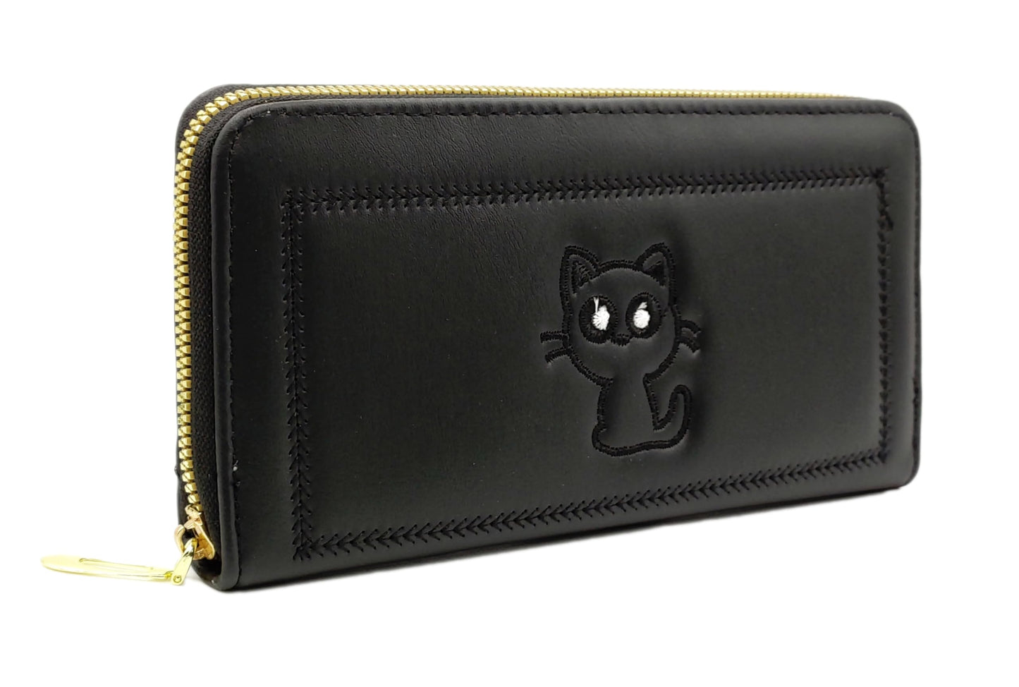 Valerie Women Wallet Wallet for Women and Girls | Zipper Wallets Leather Credit Card Holder (Black_Cat Print)