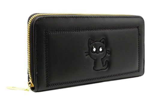 Valerie Women Wallet Wallet for Women and Girls | Zipper Wallets Leather Credit Card Holder (Black_Cat Print)