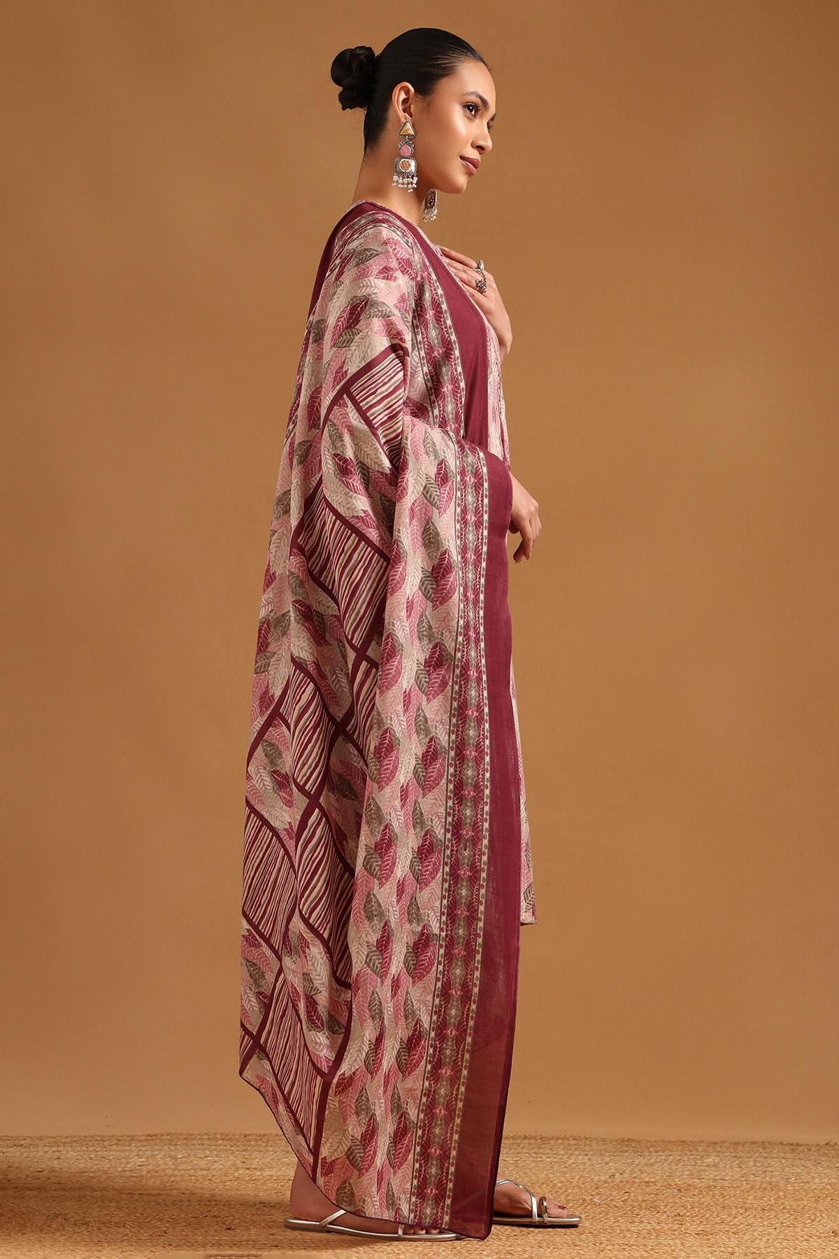 Soch Womens Multi Linen Blend Botanical Salwar Suit With Mirror