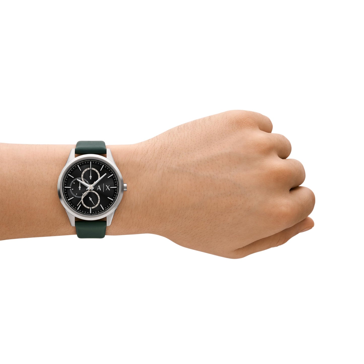 Armani Exchange Leather Analog Black Dial Men's Watch-Ax1883, Band Color:Green