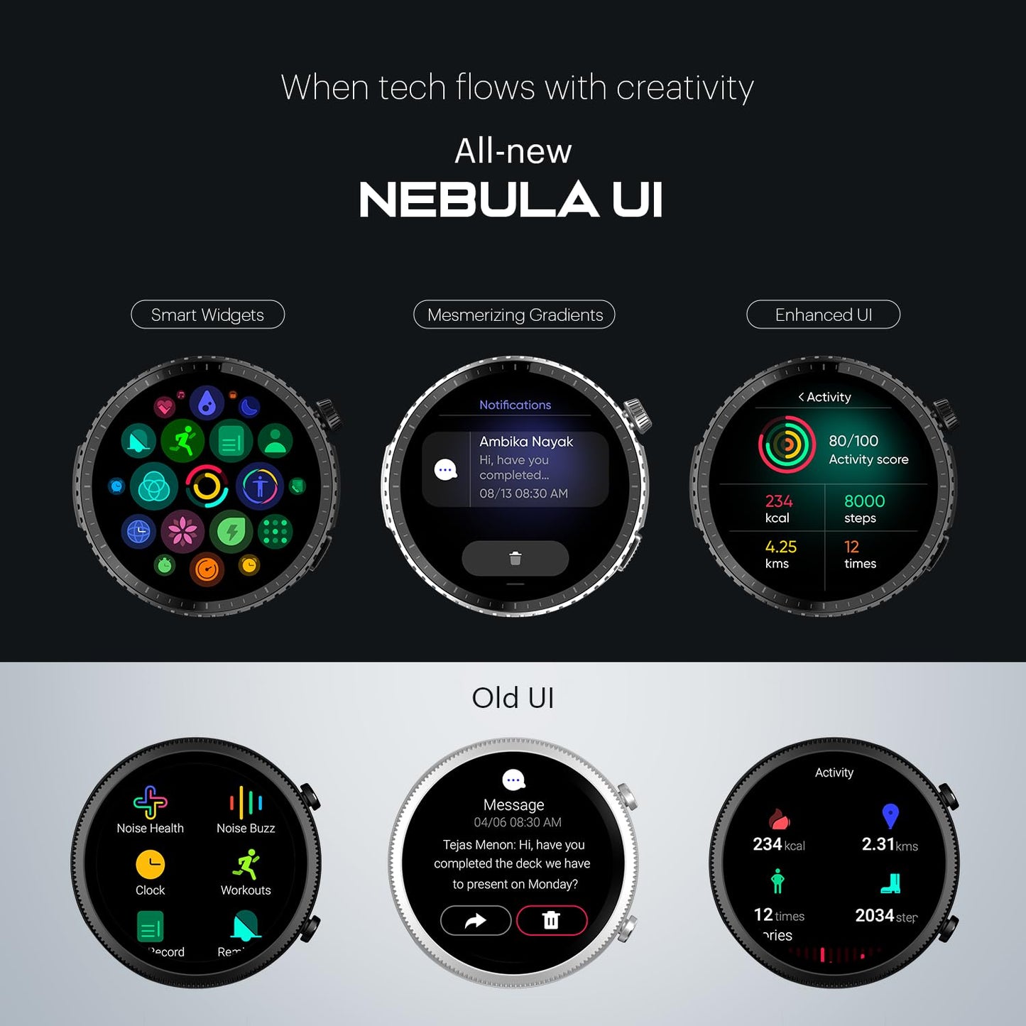 Noise Origin Smart Watch Smoothest UI Experience (New Nebula UI) & EN 1 Processor, 1.46" ApexVision AMOLED Display, Stainless Steel, Contour-Cut Design, Fitness Age, Fast Charging (Midnight Black)