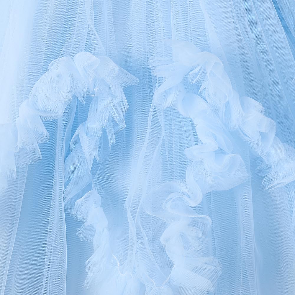 Hopscotch Girls Blue Short Sleeves Ruffled Party Dress