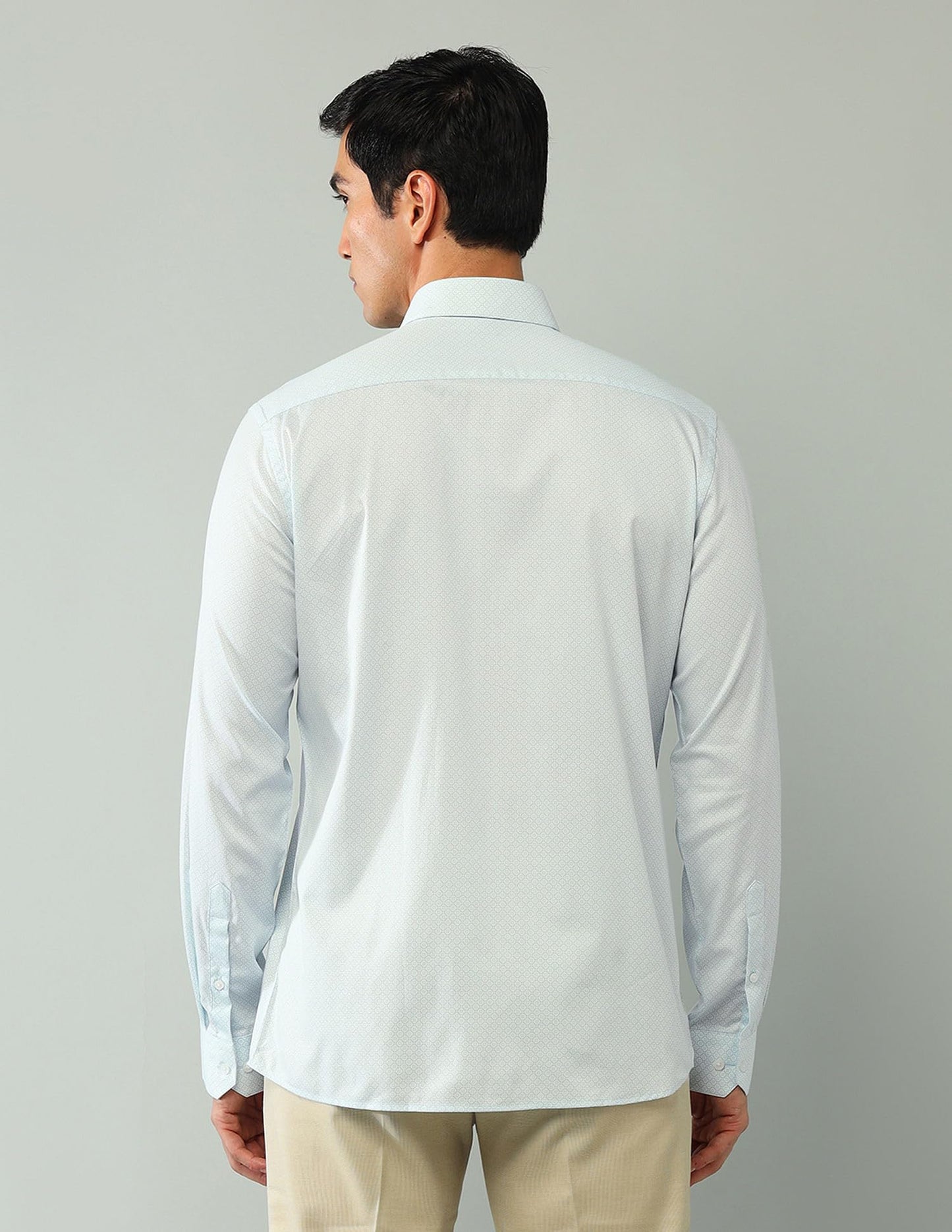 Arrow Slim Fit Twill Printed Shirt_ARAJSH0747_40 Light Green