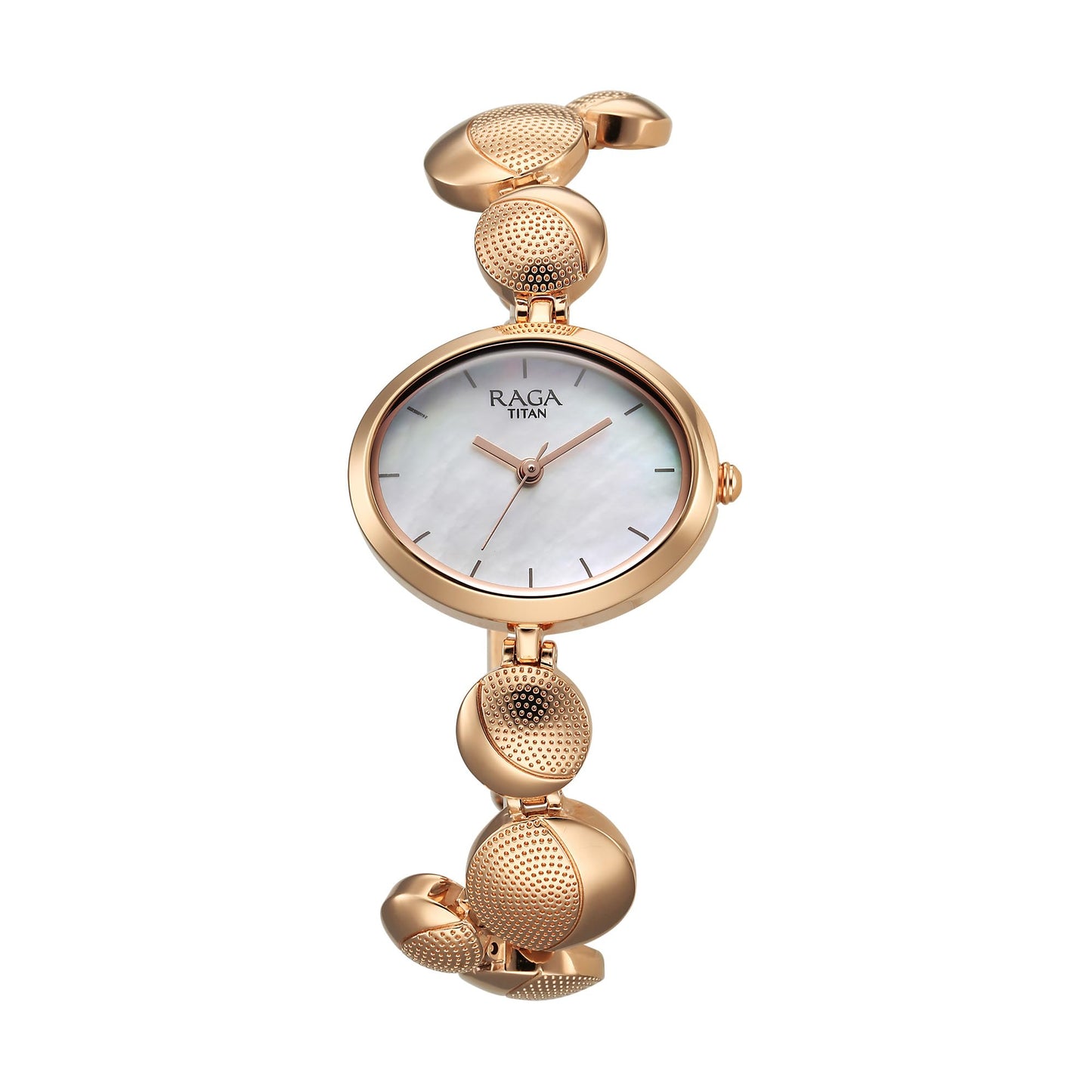 Titan Raga Power Pearls Quartz Analog Mother of Pearl Dial Metal Strap Watch for Women-NS2721WM01F