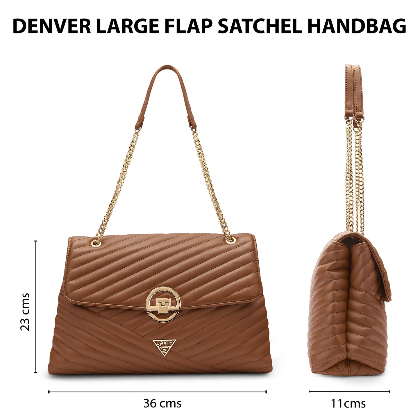 Lavie Signature Women's Denver Quilted Flap Satchel Handbag for Women | Satchel Bag for Work | Ladies purse | Stylish Shoulder Bag | Gift For Women