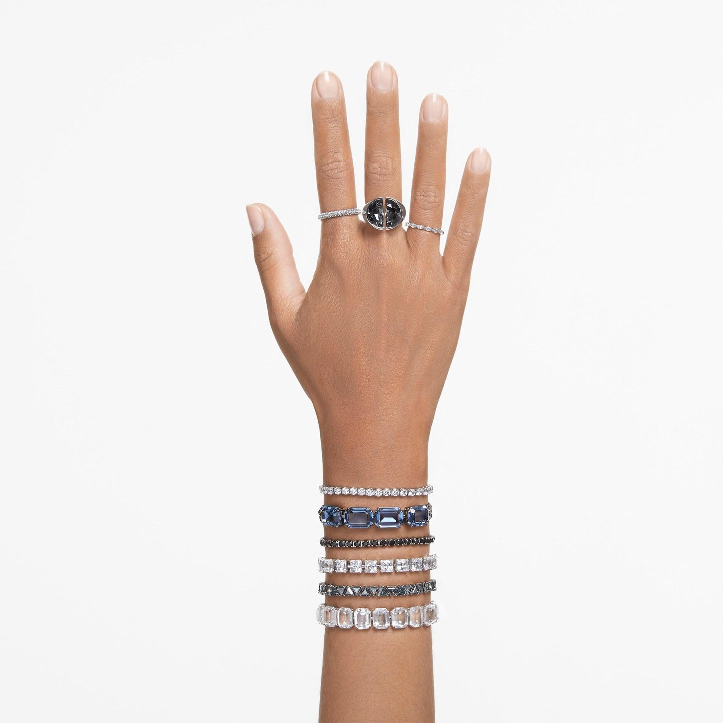 Swarovski Matrix Tennis bracelet, Round cut, White, Rhodium plated