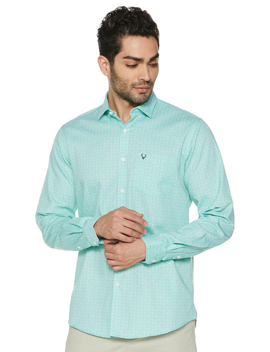 Allen Solly Men's Cotton Slim Fit Shirt (ASSFQSPPR30955_Green, 40