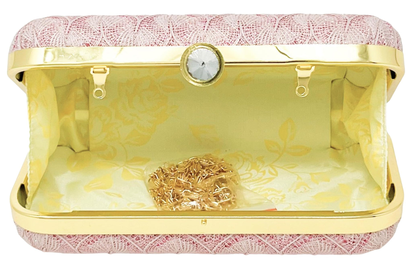 AILTINO Women's Oval Frame Clutch | Detachable Sling Chain | Ladies Party Wedding Purse Bag (Taj Pink)