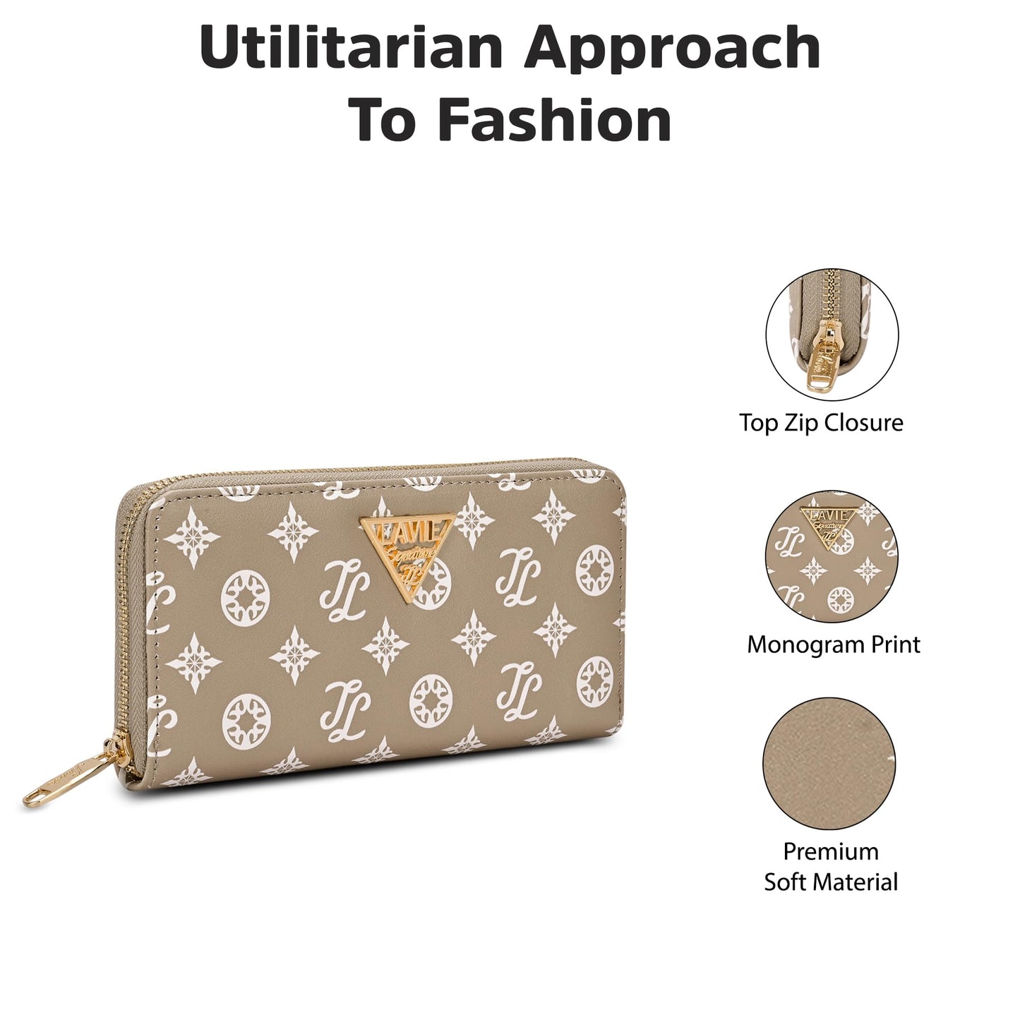 Lavie Signature Women's Mono Berlin Zip Wallet | Gift for Women