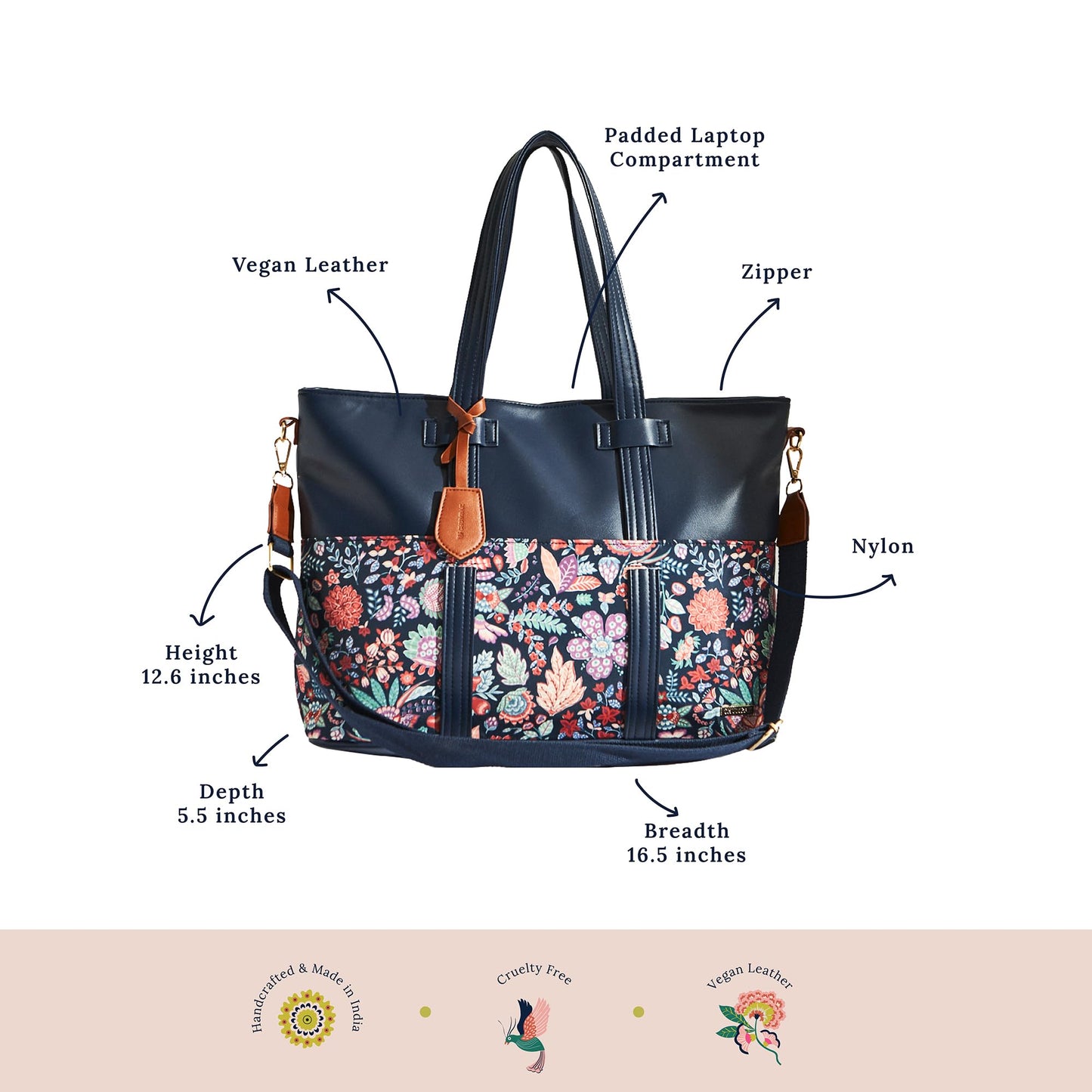 Chumbak Office Tote Bag for Women | Stylish Shoulder Bags for College | Professional Canvas Tote Bag | Laptop-Friendly College Bag