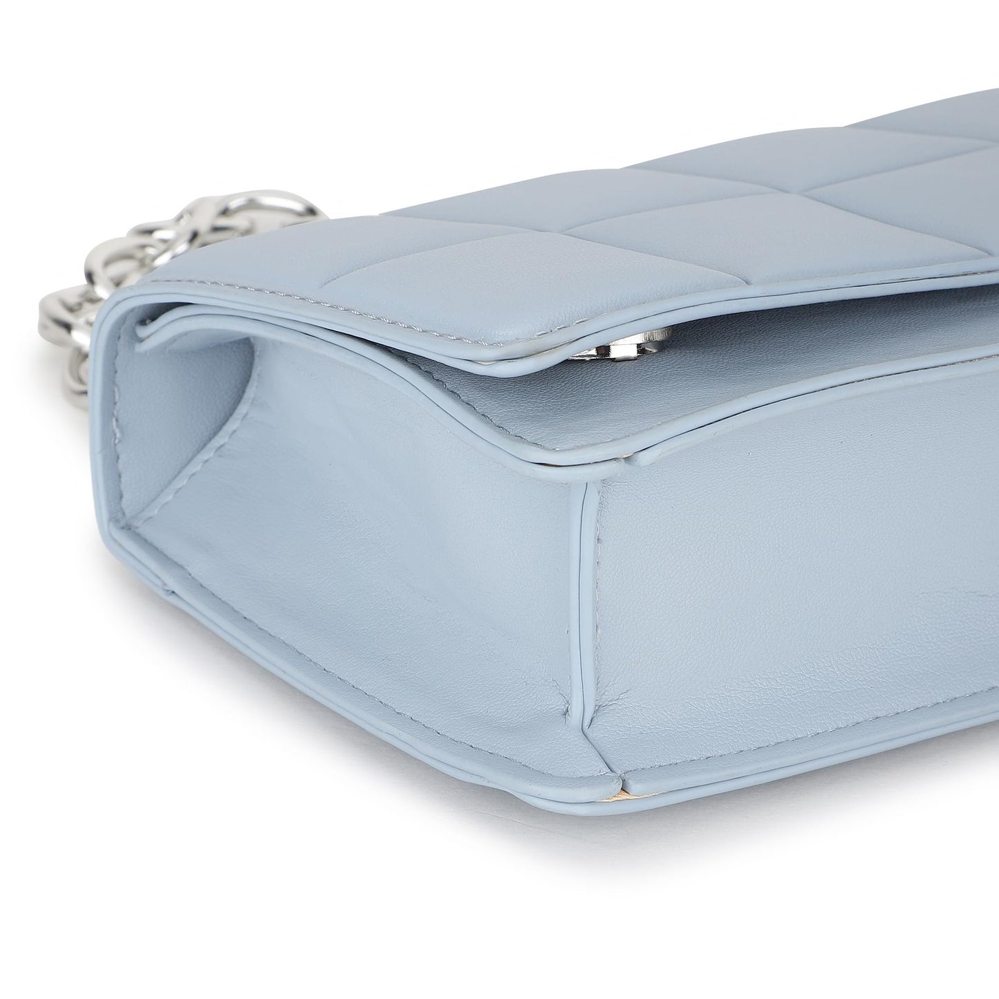 Fastrack Quilted Sling Bag for Womens, Ladies and Girls | Polished Gold Chain Strap Sling Bag | Made Up of Semi PU Leather Material