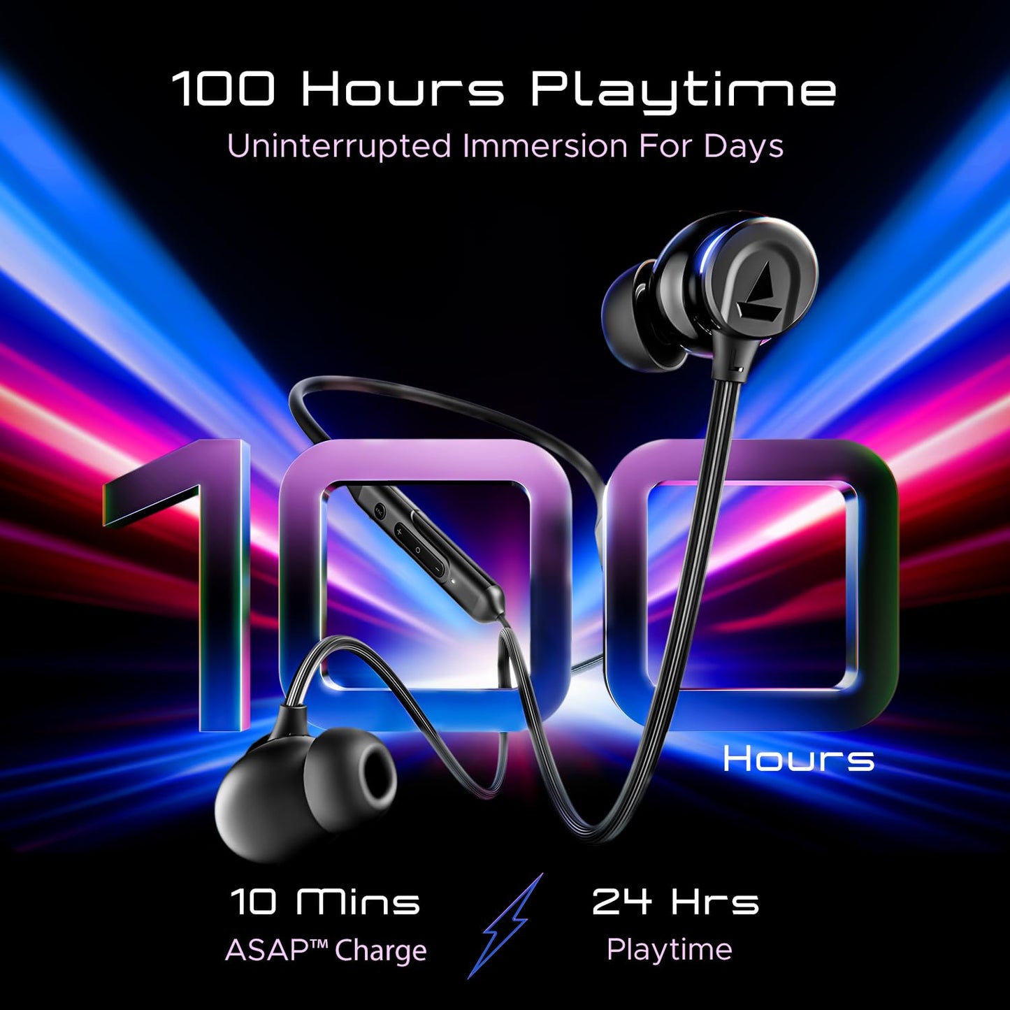 boAt Rockerz 255 ANC, 100Hrs Battery,Spatial Audio, ANC (~32dB), Fast Charge(10Mins=24HRS),3Mics AIENx,13mm Drivers, Bluetooth in Ear Neckband, Wireless with Mic Earphones (Raven Black)