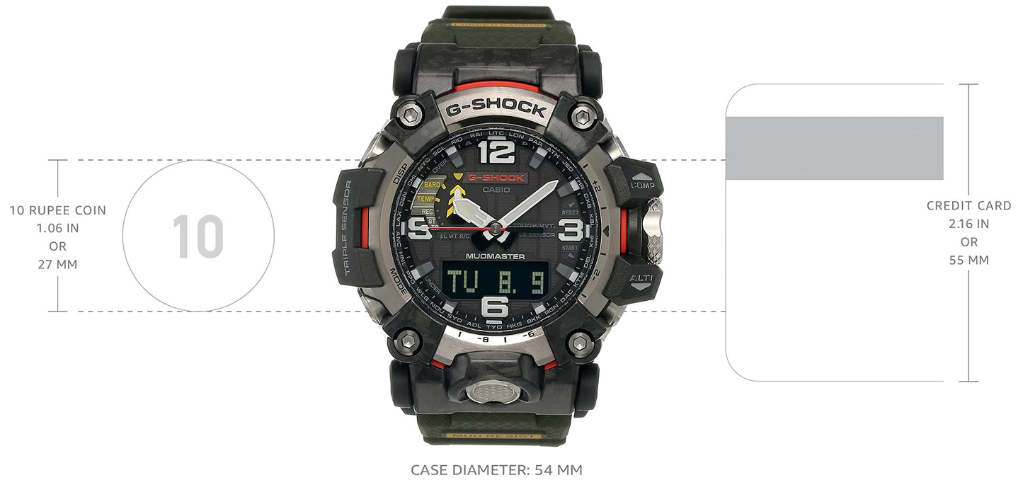 Casio G-Shock GWG-2000-1A3DR Gray IP Multi-Coloured Analog-Digital Dial Military Green Resin Strap Men's Watch Mud Resistant Barometer Altimeter G1176