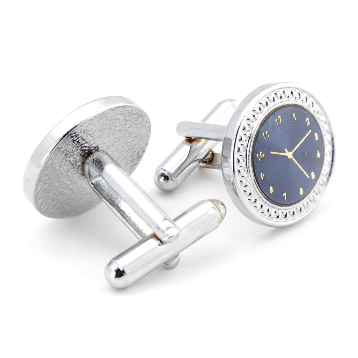 Kavove The Clock Blue & Silver Cufflink For Men
