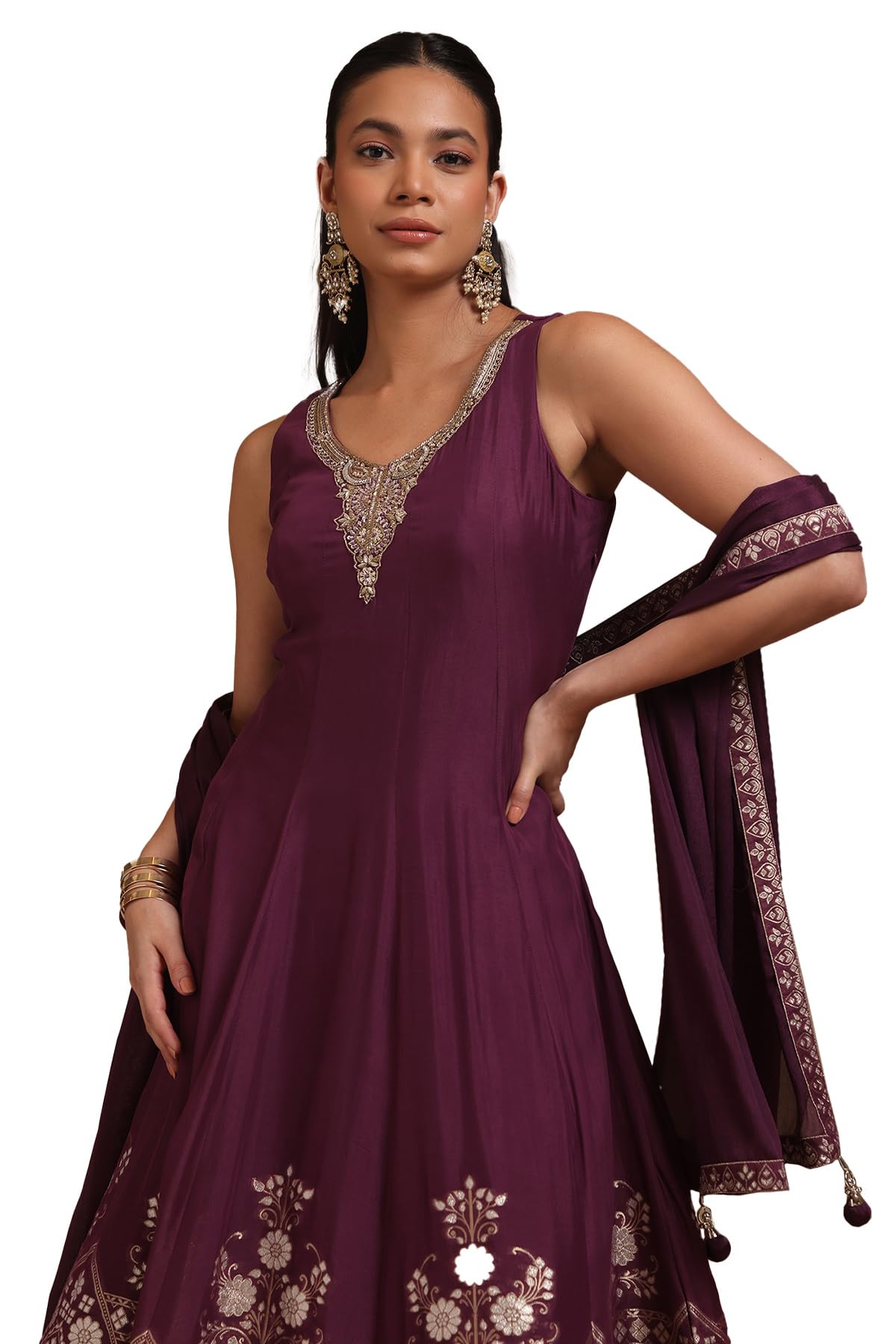 Soch Women's Chinon Gown (OWS5CD21742_Purple