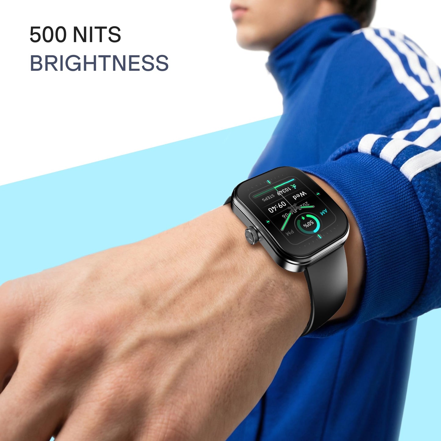 Boat Wave Sigma 3 Curv Smartwatch with 2.01” (5.33 cm) Immersive Curved Display, Metallic Finish, Functional Crown, BT Calling, Sleep, Stress, Heart Rate & SpO2 Monitoring, SOS, IP68 (Black Active)