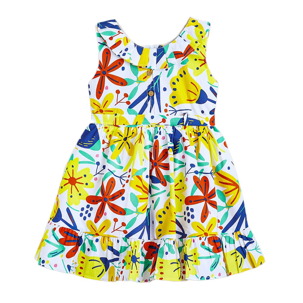 Hopscotch Girls Multi Sleeveless Ruffled Floral Casual Dress