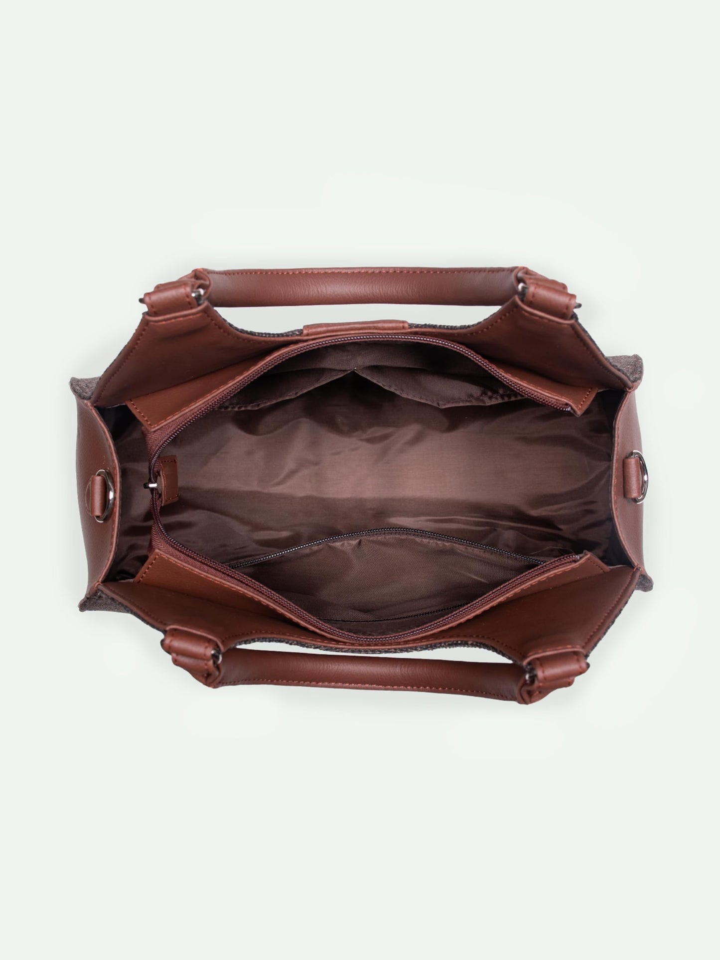 ZOUK Konkona Statement Satchel Bag - Kutch Gamthi | Jute | Vegan Leather Handcrafted With Detachable Sling Strap | Multicolor