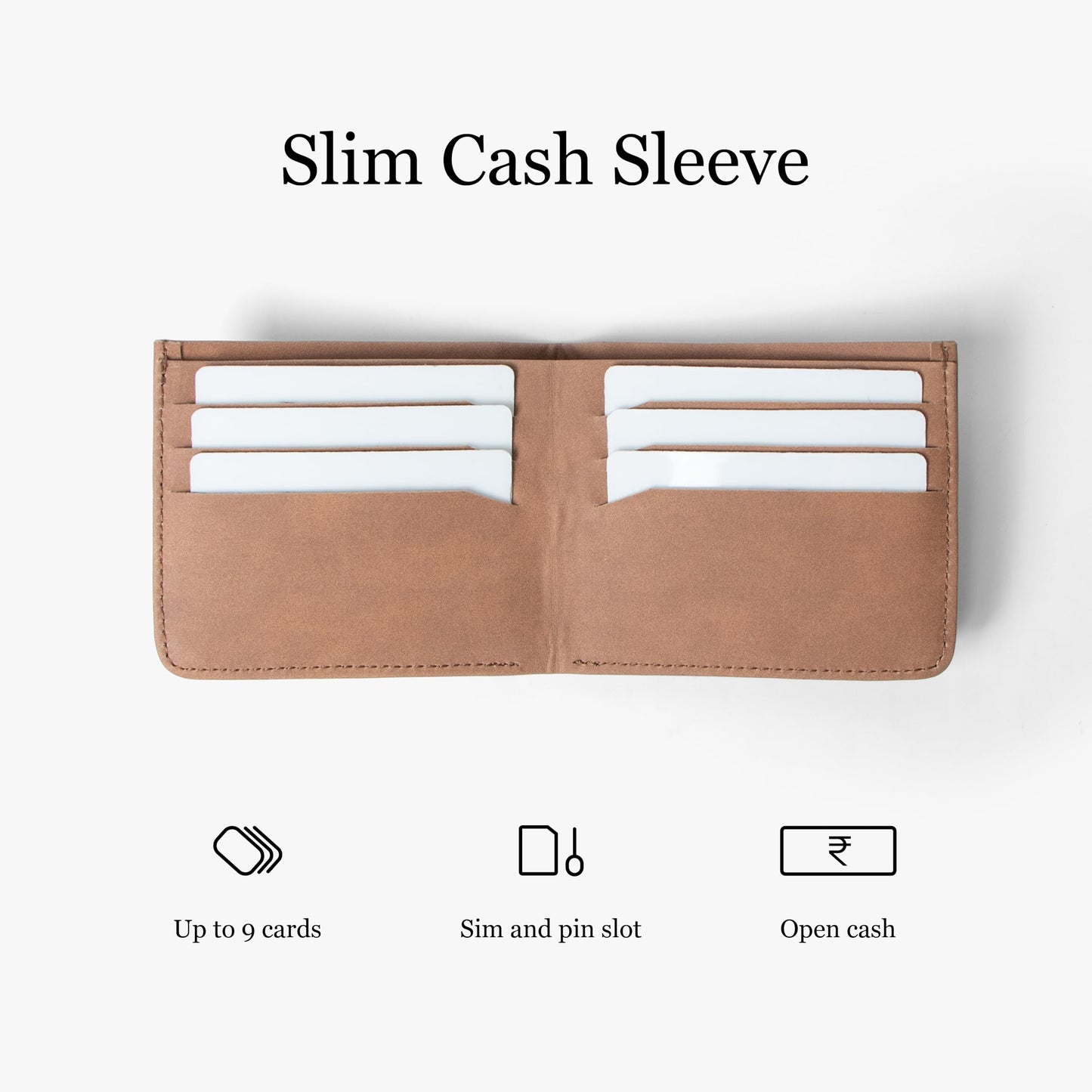 Bellblock Bifold Minimal Wallet for Men | Slim Handcrafted Mens Wallet | with Sim, Mobile Pin & Hidden Extra Card Slots | Vegan Leather | Tangerine (Pack of 1)