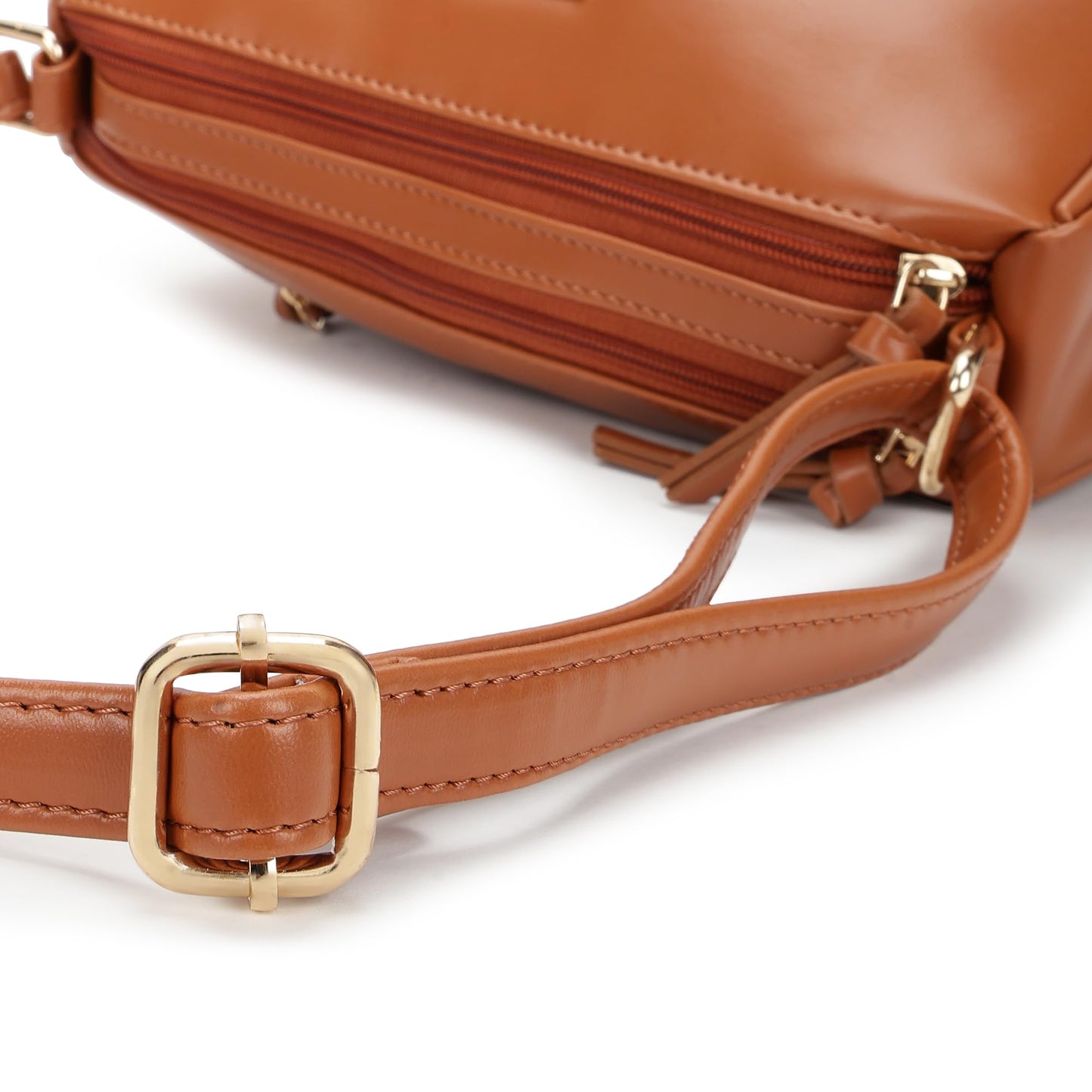 Fastrack Tan Sling Bag for Women | Minimal Faux Leather Crossbody with 2 Zippered Compartments & Quick-Access Pocket | Adjustable Strap Sling for Everyday Outings & College