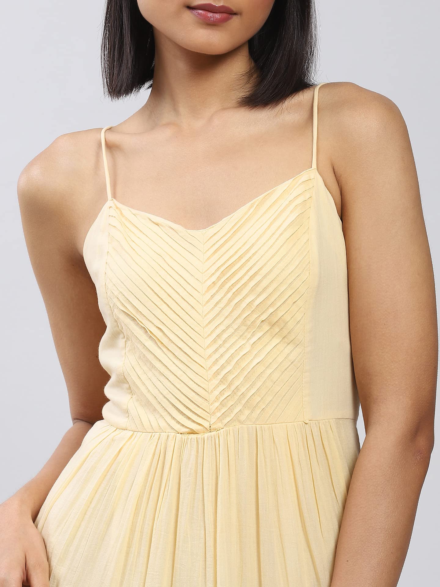 Label RITU KUMAR Strappy Solid Long Dress Yellow